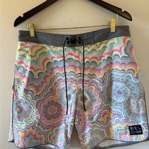 RVCA Blue and Pink Board Shorts Vibrant Swimwear